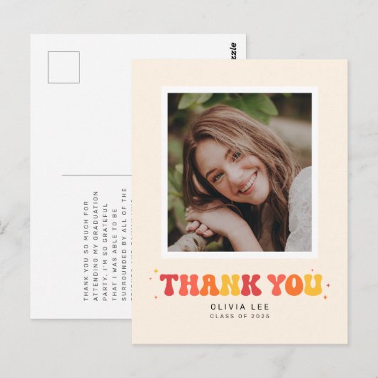 Felle Retro Afstudeer Dankjewelansichtkaart Briefkaart (Voorkant / Achterkant)