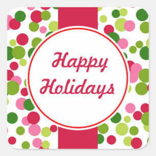 Felle Retro Kerststickers Vierkante Sticker