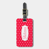 Felle rode bloem stippen genaamd bagage label (Voorkant verticaal)