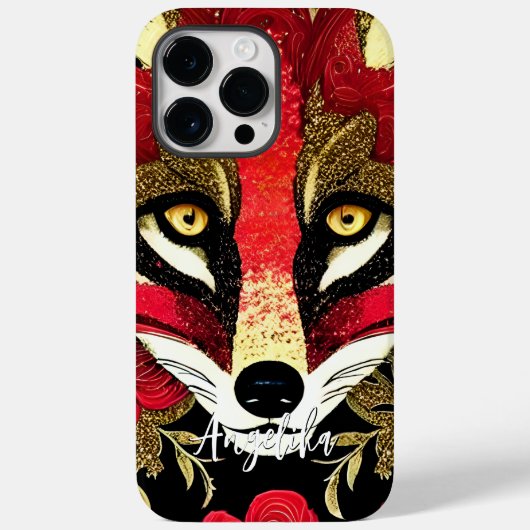 Felle rode en gouden vos met aangepaste naam Case-Mate iPhone case (Achterkant)