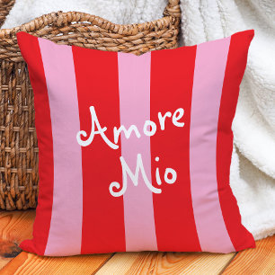 Felle rode en roze strepen   Amore Mio Kussen