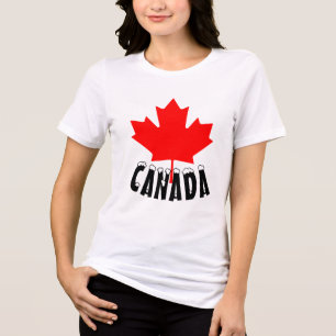 Felle rode esdoornblad Canada Sneeuwkaptekst Tri-Blend Shirt