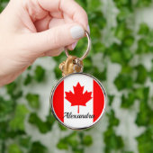 Felle rode esdoornblad Canada Vlag Naam Sleutelhanger (Hand)