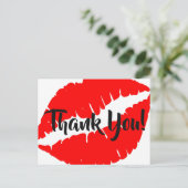 Felle rode lippenstift Grote kus Dank je Briefkaart (Staand voorkant)