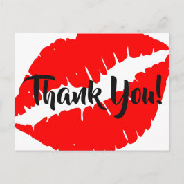 Felle rode lippenstift Grote kus Dank je Briefkaart