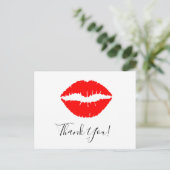 Felle Rode Lippenstift Kus Dank Je Briefkaart (Staand voorkant)