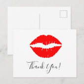 Felle Rode Lippenstift Kus Dank Je Briefkaart (Voorkant / Achterkant)