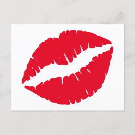 Felle rode lippenstift kus wit briefkaart