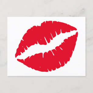 Felle rode lippenstift kus wit briefkaart