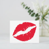 Felle rode lippenstift kus wit briefkaart (Staand voorkant)