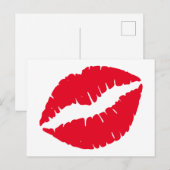 Felle rode lippenstift kus wit briefkaart (Voorkant / Achterkant)