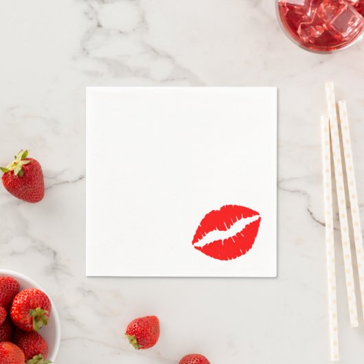 Felle rode lippenstift kusprint servetten (Insitu)