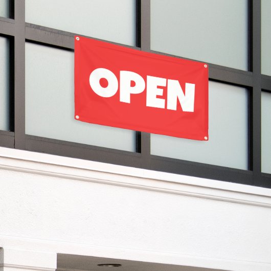 Felle Rode OPEN Banner (Buitenkant Gebouw)
