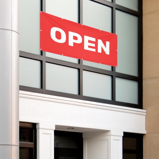 Felle Rode OPEN Banner (Buitenkant Gebouw)