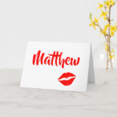 Felle Rode Romantische Lippen Kaart (Gele Bloem)