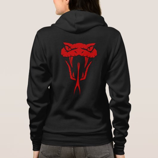 Felle rode slang gezicht unisex hoodie (Achterkant)