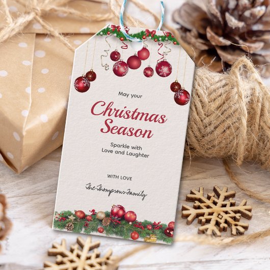 Felle Rode Versieringen Modern Kerstfeest Cadeaulabel