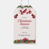 Felle Rode Versieringen Modern Kerstfeest Cadeaulabel (Voorkant)