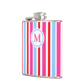 Felle rood-blauwe candy strepen monogram heupfles (Links)