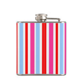 Felle rood-blauwe candy strepen monogram heupfles (Achterkant)