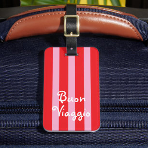 Felle rood en roze strepen   Buon Viaggio Bagagelabel