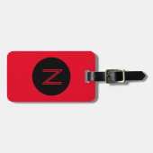 Felle rood en zwarte cirkelmonogram bagagelabel (Voorkant horizontaal)