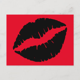 Felle rood en zwarte lippenstift kus briefkaart