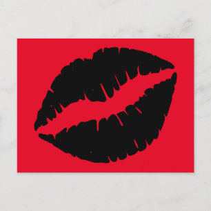 Felle rood en zwarte lippenstift kus briefkaart