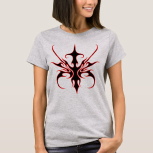 Felle Rood en Zwarte Tribale Lijn Kunst Illustrati T-shirt