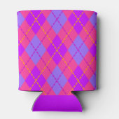 Felle roze en blauwe Argyle patroon monogram Blikjeskoeler (Achterkant)