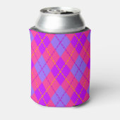 Felle roze en blauwe Argyle patroon monogram Blikjeskoeler (Blikje Achterkant)
