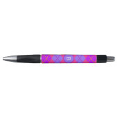 Felle roze en blauwe argylepatroon monogram pen (Voorkant)