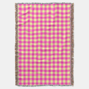 Felle roze en gele gingham schaakbordpatroon deken