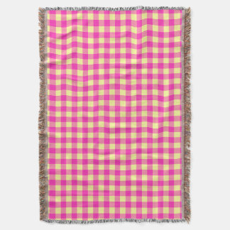 Felle roze en gele gingham schaakbordpatroon deken