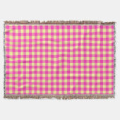 Felle roze en gele gingham schaakbordpatroon deken (Voorkant)