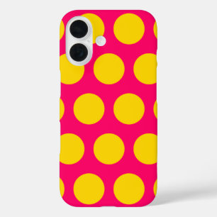 Felle roze en gouden polka stippen iPhone 16 hoesje