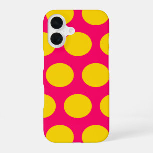 Felle roze en gouden polka stippen iPhone 16 hoesje