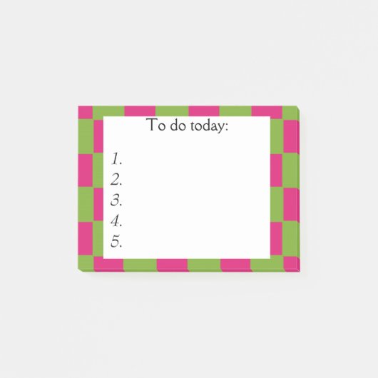 Felle roze en groene geruite Post It-notitie Post-it® Notes (Voorkant)