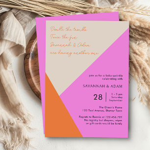 Felle roze en oranje driekleurige baby sprinkle kaart