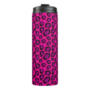 Felle roze en paarse luipaardprintpatroon thermosbeker