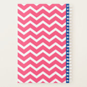 Felle roze en witte Chevron-patroon monogram Planner (Achterkant)