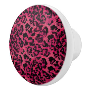 Felle roze en zwarte gevlekte luipaard keramische knop