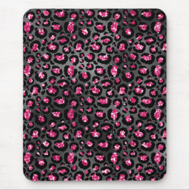 Felle roze en zwarte glam dierprint muismat