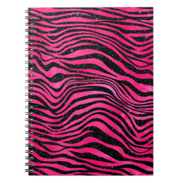 Felle roze en zwarte glamour dierprint strepen notitieboek