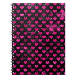 Felle roze en zwarte glamourhartjespatroon notitieboek