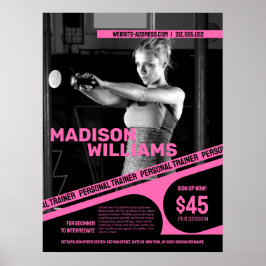 Felle Roze Fel Kleur Foto Persoonlijke Trainer Poster