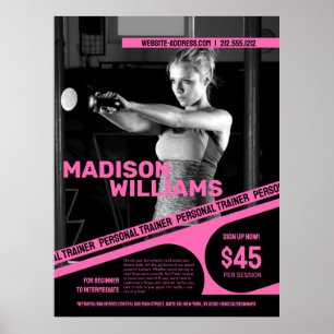 Felle Roze Fel Kleur Foto Persoonlijke Trainer Poster