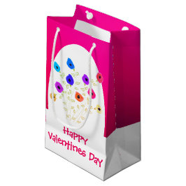 Felle roze gebloemde geluks tas voor Valentijnsdag Klein Cadeauzakje