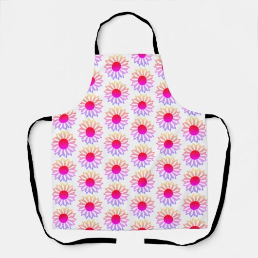 Felle roze-gele bloemen apron schort (Voorkant)