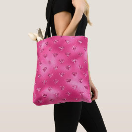 Felle Roze Glam Fonkelende Diamanten Patroon Tote Bag